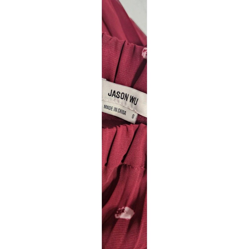 Jason Wu Burgundy Pleated Midi Skirt with Metallic Dot Accents - Picture 3 of 3